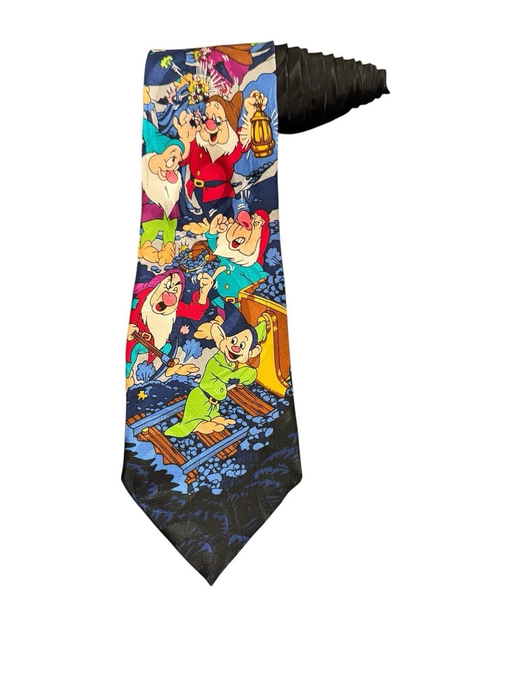 The Disney Store Snow White And The Seven Dwarfs Diamonds Cartoon Necktie Silk